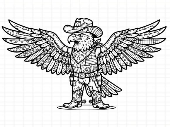 4th of July Cowboy Eagle Patchwork SVG