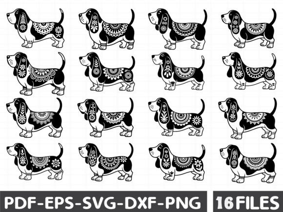 Basset Hound SVG, Mandala Dog Breed SVG