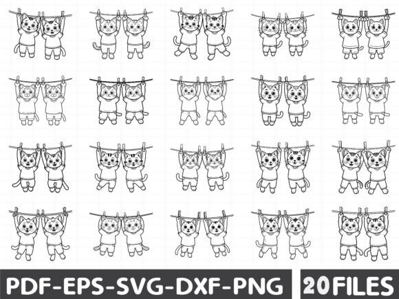 Hanging Cats SVG, Cute Funny Cat Laundry