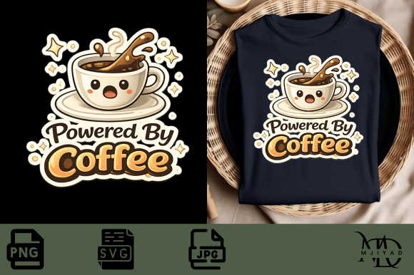 Powered by Coffee ☕ Quote Design PNG SVG