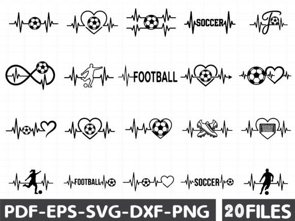 Soccer Heartbeat Love Clipart Set