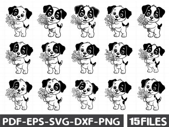 Spring Dog Embroidery Design